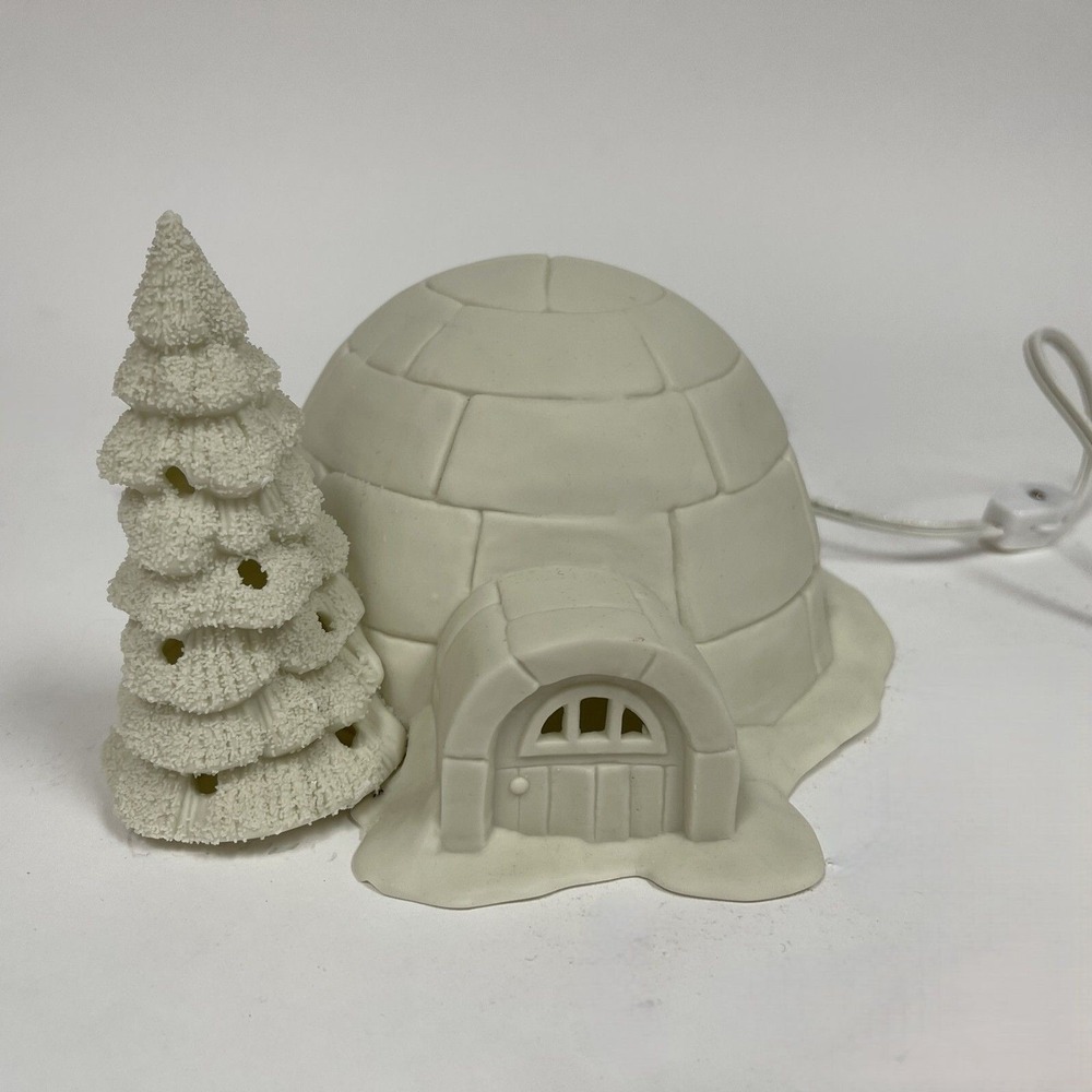 Department Dept. 56 Igloo Snowbabies Christmas Tree Lighted Decoration w/ Cord - Picture 2 of 15